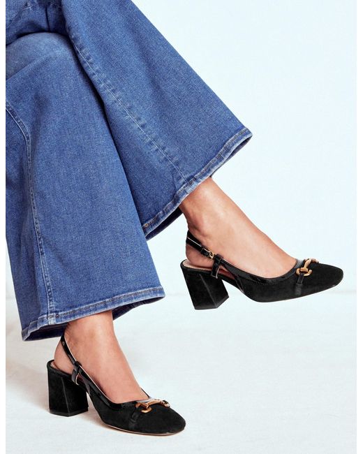 Boden Black Iris Snaffle Slingback Heels