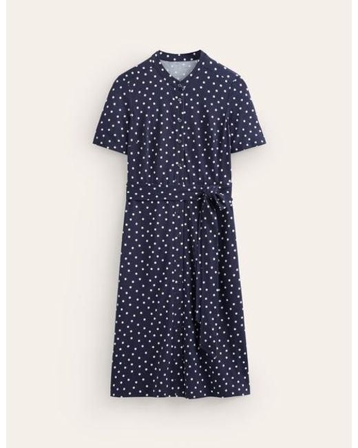 Boden Blue Julia Short Sleeve Shirt Dress Navy, Scattered Brand Spot