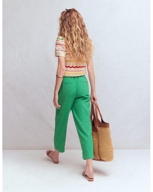 Boden Green Double Cloth Crop Trousers