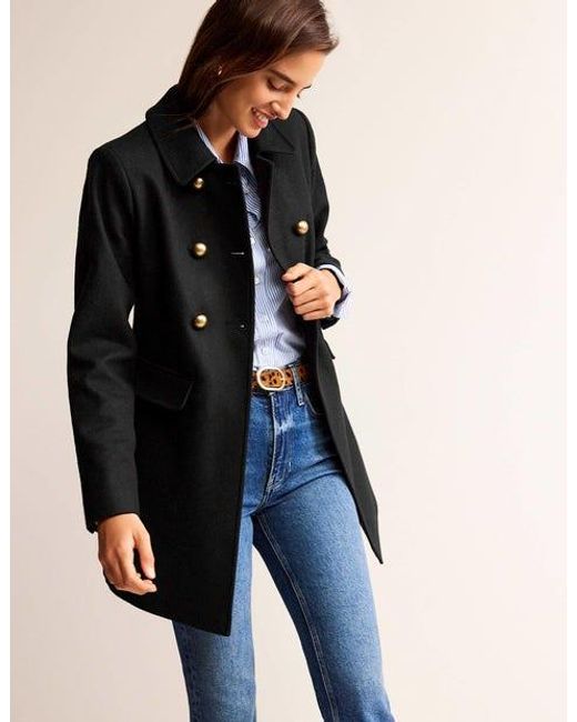 Boden Black Double-breasted Wool Coat