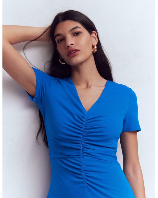 Boden Blue Una Ruched Front Ponte Dress