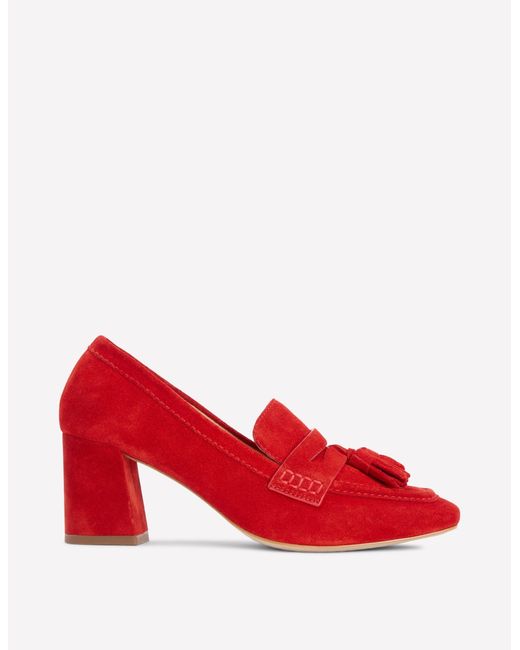 Boden Red Sol Block Heeled Penny Loafers