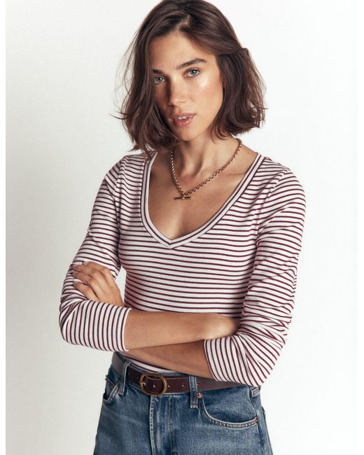 Boden Blue Annie Essential V Neck Top