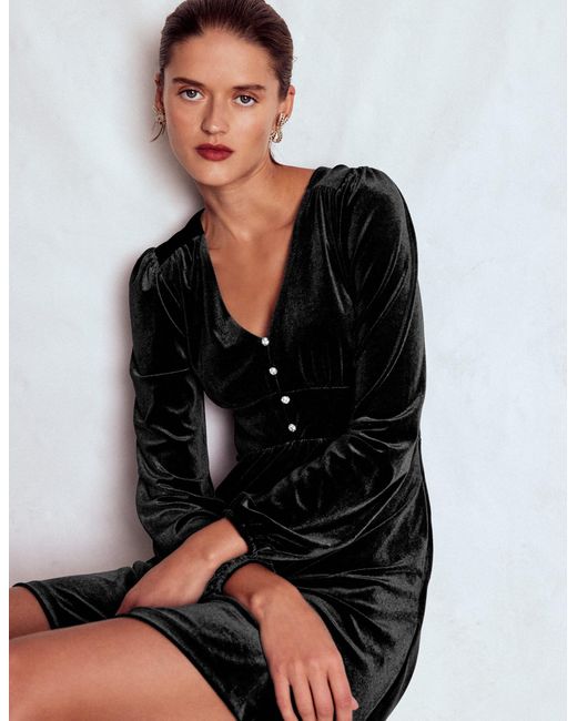 Boden Black Jocelyn Short Velvet Dress