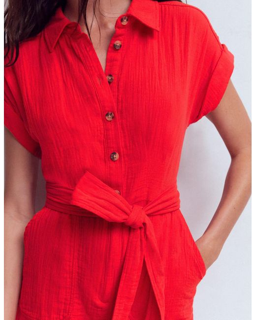 Boden Red Kay Double Cloth Playsuit