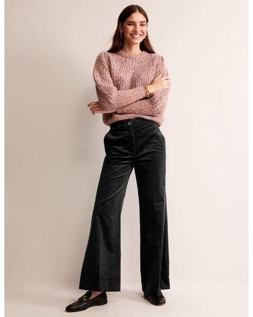 Pantalon large en velours côtelé Boden en coloris Black