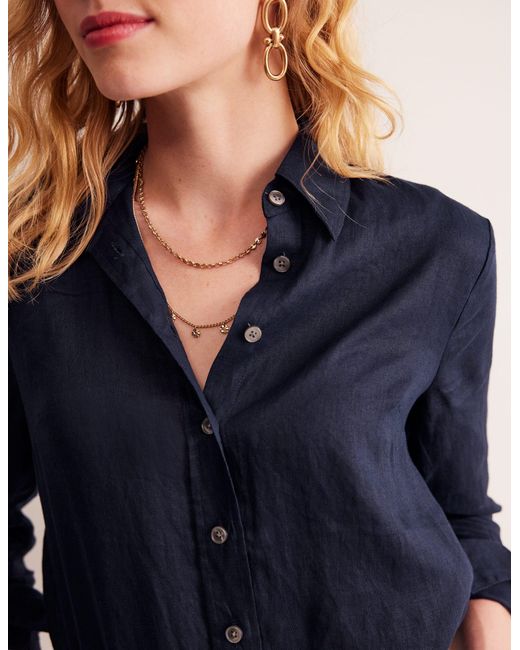 Boden Blue Sienna Linen Shirtnavy