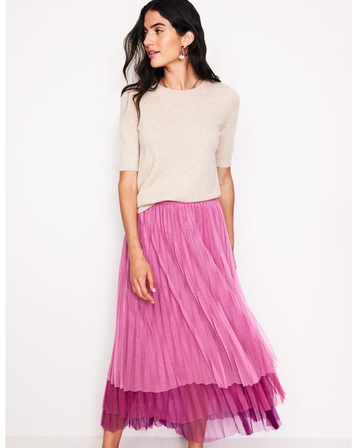 Boden Pink Tulle Tiered Maxi Skirt