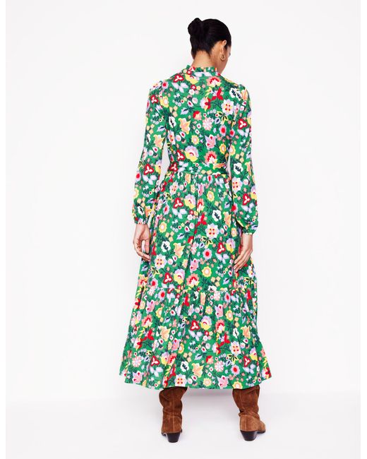 Boden Green Willow Tiered Jersey Dress