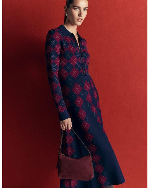 Boden Blue Fiona Zip Front Knitted Dress