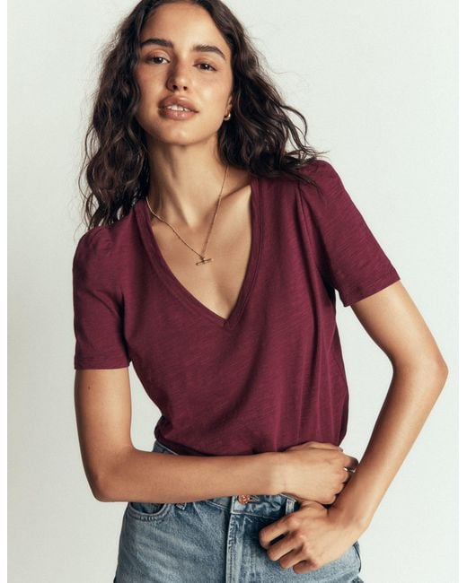 Boden Multicolor Sophie V-Neck Slub T-Shirt