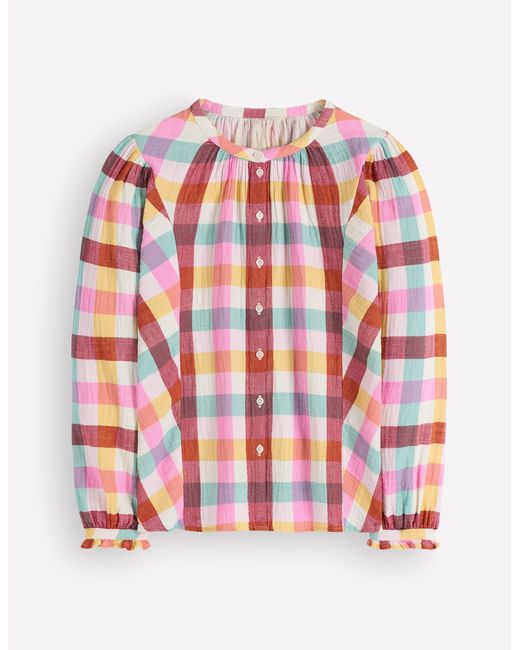 Boden Red Camille Double Cloth Top