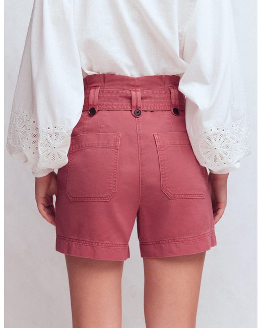 Boden White Paperbag Linen Belted Shorts