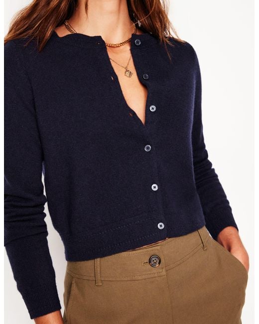 Boden Blue Eva Cashmere Cropped Cardigan