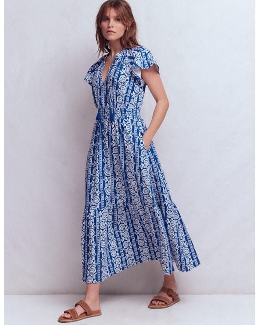 Boden Blue Tala Tiered Jersey Maxi Dress