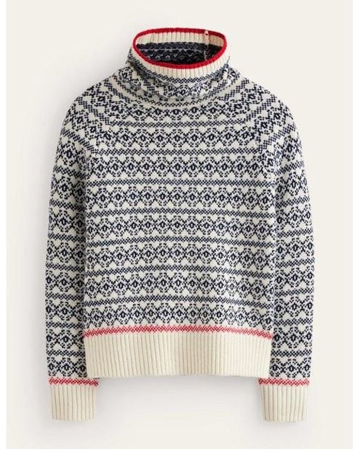 Boden Gray Chunky Fair Isle Sweater