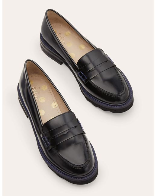 Boden Blue Chunky Penny Loafers Black/