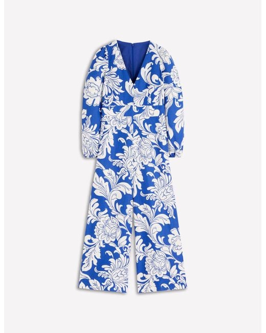 Boden Blue Lola Linen Jumpsuit