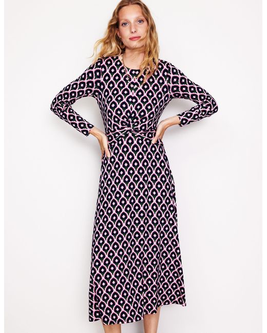 Boden Purple Twisted Waist Jersey Dress
