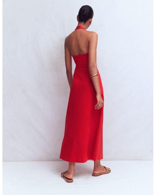 Boden Red Halter Neck Empire Maxi Dress