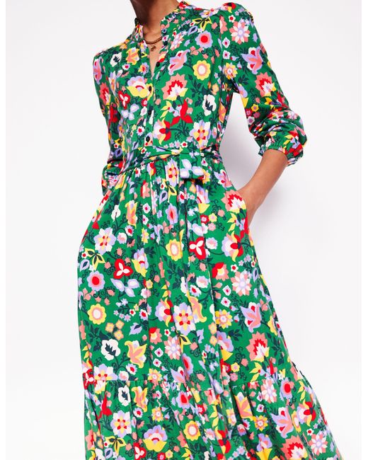 Boden Green Willow Tiered Jersey Dress