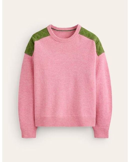 Boden Pink Quilted Patch Sweater Old Rose