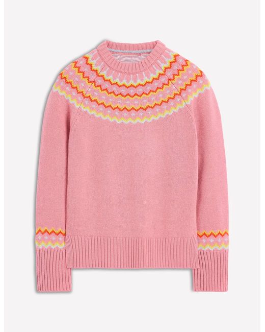 Boden Red Cashmere Fair Isle Jumper