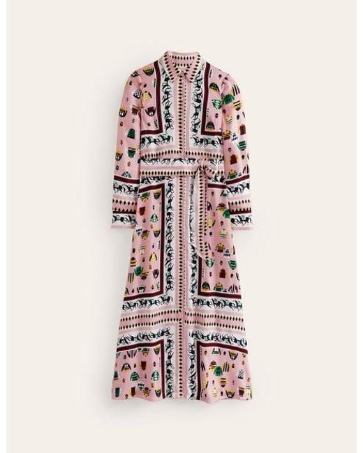 Boden White Claudia Maxi Shirt Dress Chalky Pink, Races