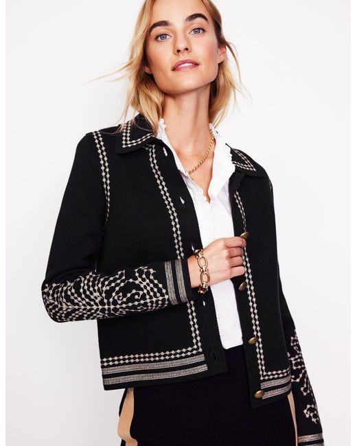 Boden Black Collared Knitted Jacket