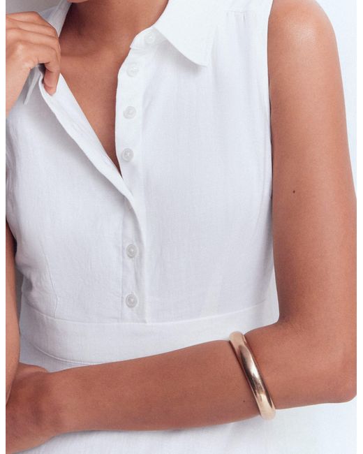 Boden White Erma Drop Waist Linen Dress