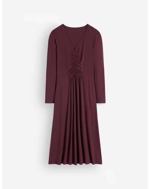 Boden Purple Jasmine Ruched Jersey Dress