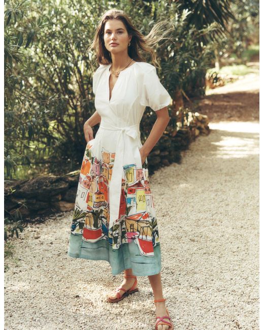 knee length dresses for ladies Bethany Smocked Jersey Dress-Paradise Green, Paisley Heart