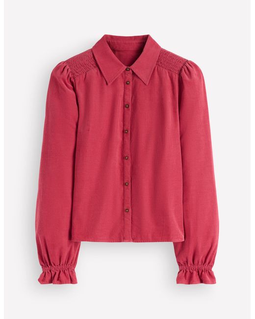 Boden Red Smock Shoulder Cord Top