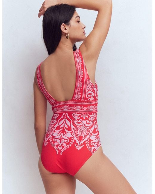 Boden Pink Porto V-Neck Swimsuit