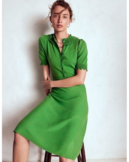 Boden Green Melina Ruffle Knitted Dress