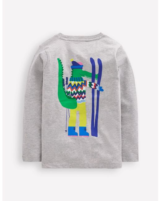 T-Shirt Fantaisie À Manches Longues-Crocos Skieurs Gris Chiné Boden pour homme en coloris Green