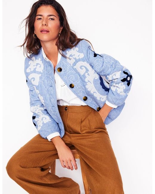 Boden Blue Chelsea Embroidered Jacket