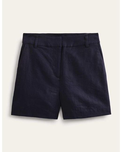 Boden Blue Tailored Linen Shorts