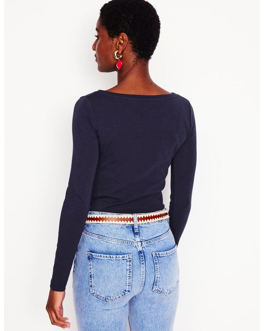 Boden Blue Essential Boat-neck Jersey Top