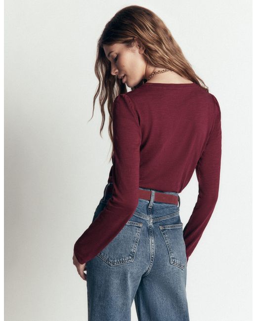 Boden Purple Cotton Crew Long Sleeve Top