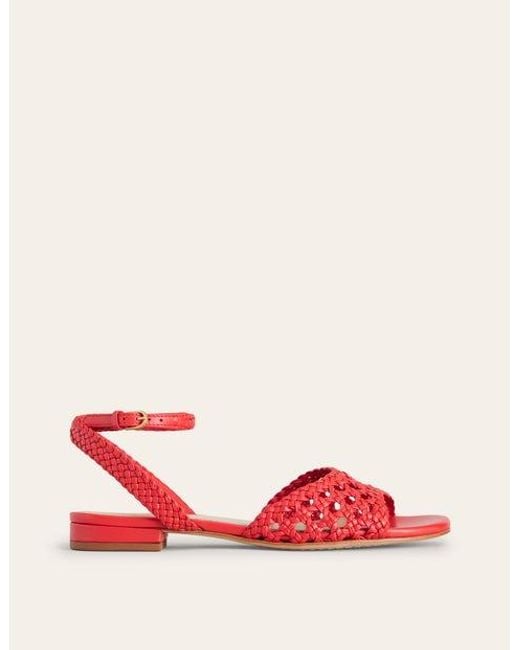 Boden Red Flache Flechtsandalen Damen