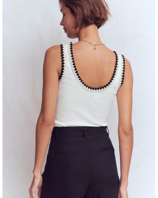 Boden White Maddie Trim Detail Vest Top