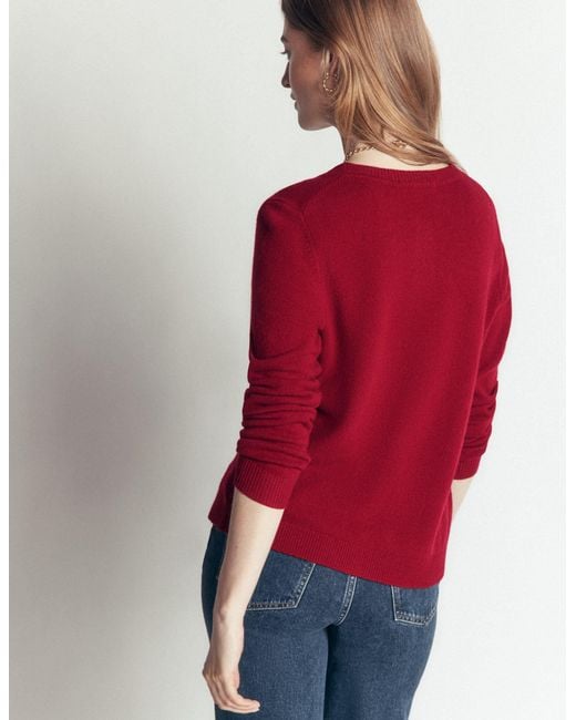 Boden Red Marianne Merino Wool Cardigan