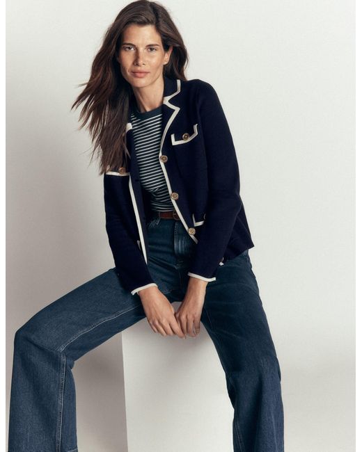 Boden Blue Phoebe Collared Knitted Jacket