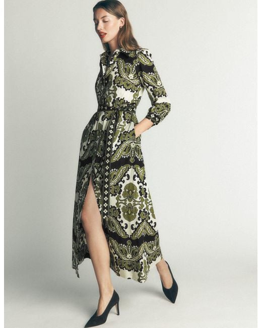 Boden Green Maeve Cotton Midi Shirt Dress