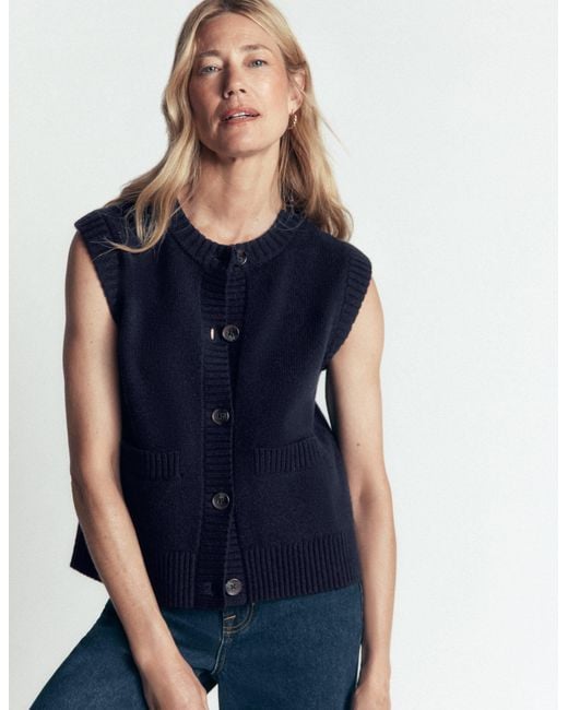 Boden Blue Marta Merino Wool Waistcoat