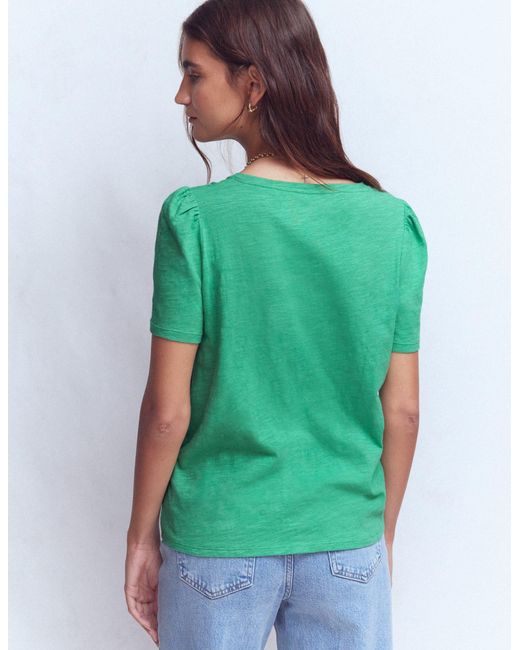 Boden Green V Neck Slub T-Shirt