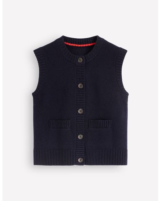 Boden Blue Marta Merino Wool Waistcoat