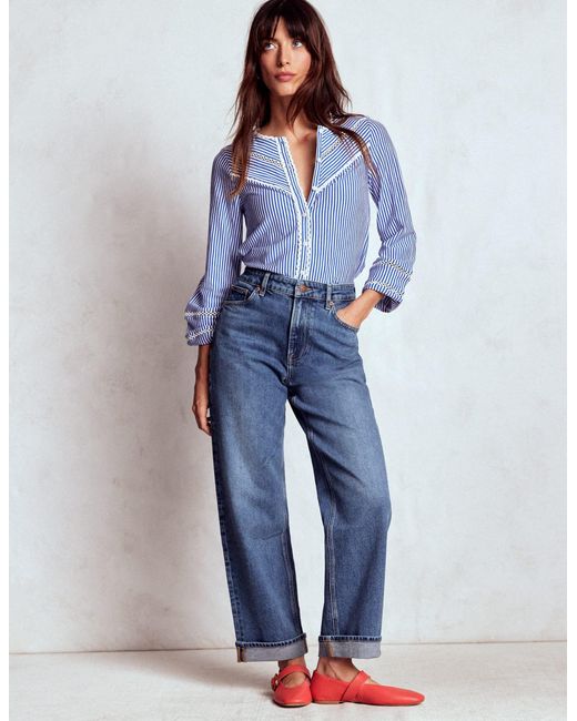 Boden Red Mid Rise Straight Leg Jeans