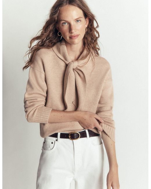 Boden Natural Lydia Tie Neck Knitted Sweater
